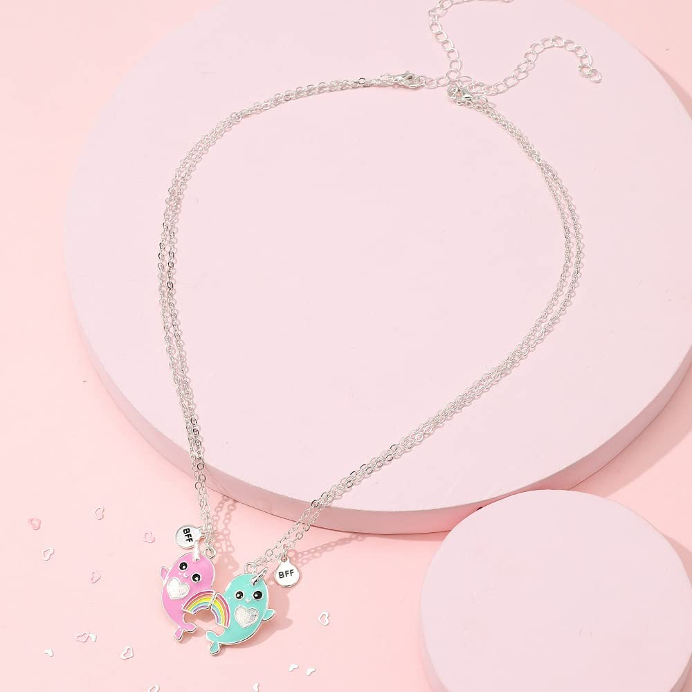 El Regalo Best Friend Forever 2Pcs-Split Magnetic Matching Bff Pendant Necklaces Set- Unicorns, Whales, Koalas Pendant Friendship Necklaces For Girls (Whales Bff Necklace)