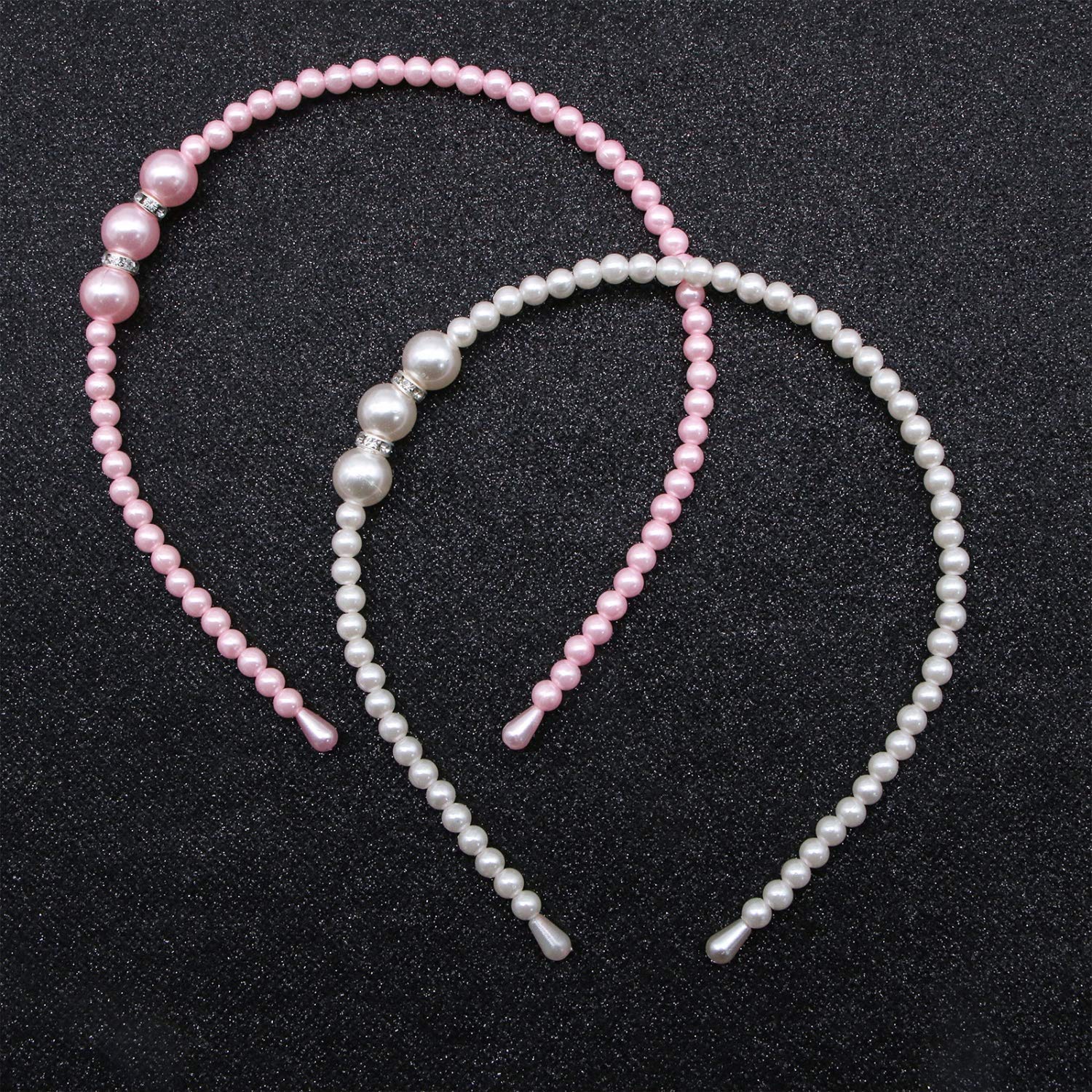 El Regalo 2 PCs Pink & White Pearls Hairbands for Girls/Teens/Women | Bridal Headpieces Women Girls Pearls Hair Accessories