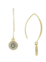 El Regalo Zircon Evil Eye Long Fish Hook Golden Earrings for Girls & Women - Evil Eye Earrings for Girls & Women