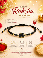 El Regalo 1PC Elephant Evil Eye Rakhi for Brother with & Message Card in Gift Box (Black Elephant Black Rakhi)
