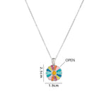 El Regalo Stainless Steel Openable Daisy Flower Pendant Necklace for Girls/Women- Anti Tarnish colorful oil dripping Daisy Necklace (Silver Multi)