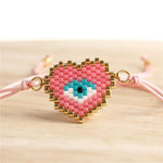 El Regalo Evil Eye Miyuki Seed Beads Rakhi | Handmade 100% Authentic Japanese Miyuki Seed Beads Rakhi with shagun, Rakhi Card in Gift Box (Pink Heart Evil Eye)
