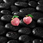 El Regalo Cute Gold Plated Stainless Steel Oil Drop Peach Stud Earrings for Girls & Women | Hypoallergenic Fruit Themed Fashion Earrings (Light Pink)