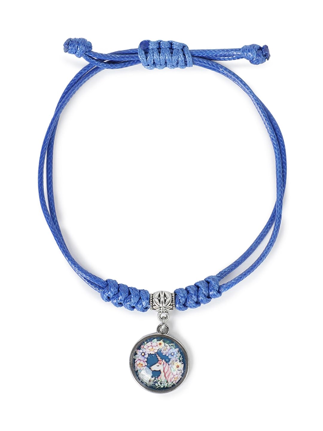 El Regalo 1PC Cute Girls Kids Unicorn Bracelet- Adjustable Hand Braided Floral Unicorn Rope Bracelets for Girls (Blue Floral Unicorn)