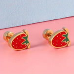 El Regalo 2 Pairs Waterproof Red Strawberry & Cloud Rainbow Stud Earrings for Women Teens Girls - Stainless Steel Hypoallergenic Dainty Small Piercing Earrings Search this page (Golden)