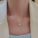 El Regalo Elegant Stainless Steel Solitaire Necklace for Women & Girls | Luxury Round Cut Cubic Zirconia Pendant Necklace