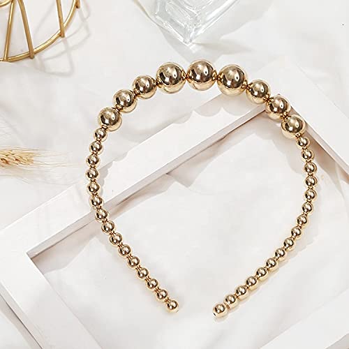 El Regalo Pearl Beads Decoration Hair Band Plastic Headband for Kids, Girls and Women (Metallic Golden Pearls Hairband)