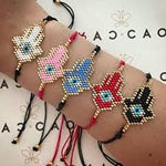 El Regalo Evil Eye Miyuki Seed Beads Rakhi | Handmade 100% Authentic Japanese Miyuki Seed Rakhi with shagun, Rakhi Card in Gift Box (Black Hamsa Hand Evil Eye)