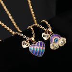 El Regalo 2 Pcs Best-Friend (BF) Pendant Necklace Set for Besties/Sisters/Best Friends - BFF Rainbow Heart Clouds/Star/Mermaid Heart/Unicorns Necklaces for Girls