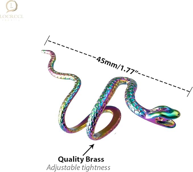 El Regalo 1PC Snake Cuff Wrap Earrings for Women & Girls- Snake Punk Retro Climber Ear Cuff - No Piercing Cartilage Ear Cuff Earrings for One Ear (Rainbow)