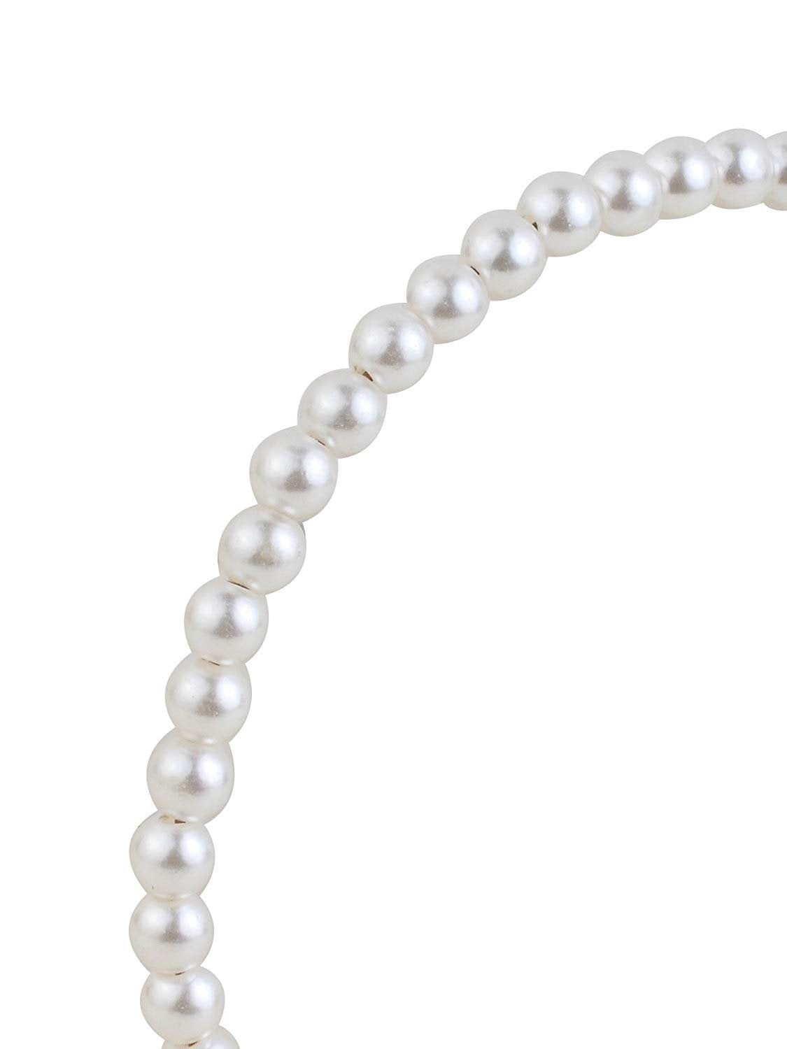 El Regalo Graceful Pearl Beads Decoration Plastic Hair Band for Kids, Girls and Women (White)