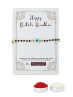El Regalo Cute Evil Eye Nazaria Bracelet Rakhi for Babies/Kids with Roli Chawal, Rakhi Message card in Rakhi Gift Box- Baby Nazaria Rakhi (White Evil Eye Nazaria Rakhi)