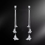 El Regalo Crystal Butterfly Drop Dangle Tassel Earrings for Women & Girls- Long Tassel Butterfly Earrings (White Butterfly Earrings)