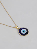 El Regalo Big Evil Eye Handmade Glass Lamp work Unisex Pendant Necklace for Men, Women, Girls & Boys | Evil Eye Pendant Necklace (Black Golden)