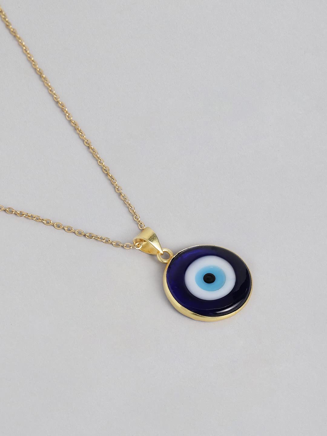 El Regalo Big Evil Eye Handmade Glass Lamp work Unisex Pendant Necklace for Men, Women, Girls & Boys | Evil Eye Pendant Necklace (Black Golden)