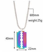 El Regalo 1 PC Men's Stainless Steel Rainbow Razor Necklace for Boys/Men- No Rust/Anti Tarnish Stainless Steel Jewelry for Men- Gift for Him