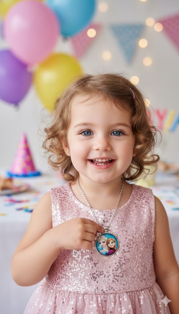 El Regalo Enchanted Tales Princess Pendant Necklace for Girls & Toddlers - Magical Character Jewelry for Birthdays, Parties & Gifting (Style-21)