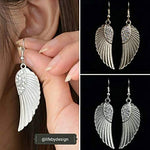 El Regalo Shimmering Feather/Angel Wings Earrings with Stones for Girls & Women (Silver)