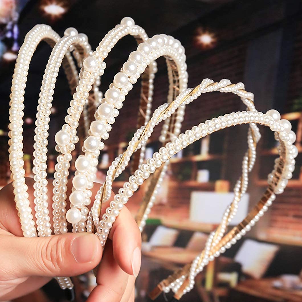 El Regalo Pearl Beads Decoration Plastic Hair Band for Kids, Girls and Women (Layered Pearls Hairband)