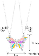 El Regalo Magnetic Butterfly BFF Necklaces for 2, Enamel Butterfly Friendship Magnetic Necklace for Teen Girls Women - Gift for Best Friends/Besties/Sisters (Multi Color Butterflies)