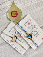 El Regalo 2 PCs Kids Rakhis Combo Set - beautiful 2 Kids Rakhis Set with shagun, Rakhi Message Card in Rakhi Gift Box for Little Brother/Niece/Nephew (Bal Ganesha & Krishna Rakhi)