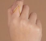 El Regalo V Shape Curved Vanki Ring- Sparkling Slim Chevron Stacking Statement Ring For Girls & Women (Rose Gold),One Size