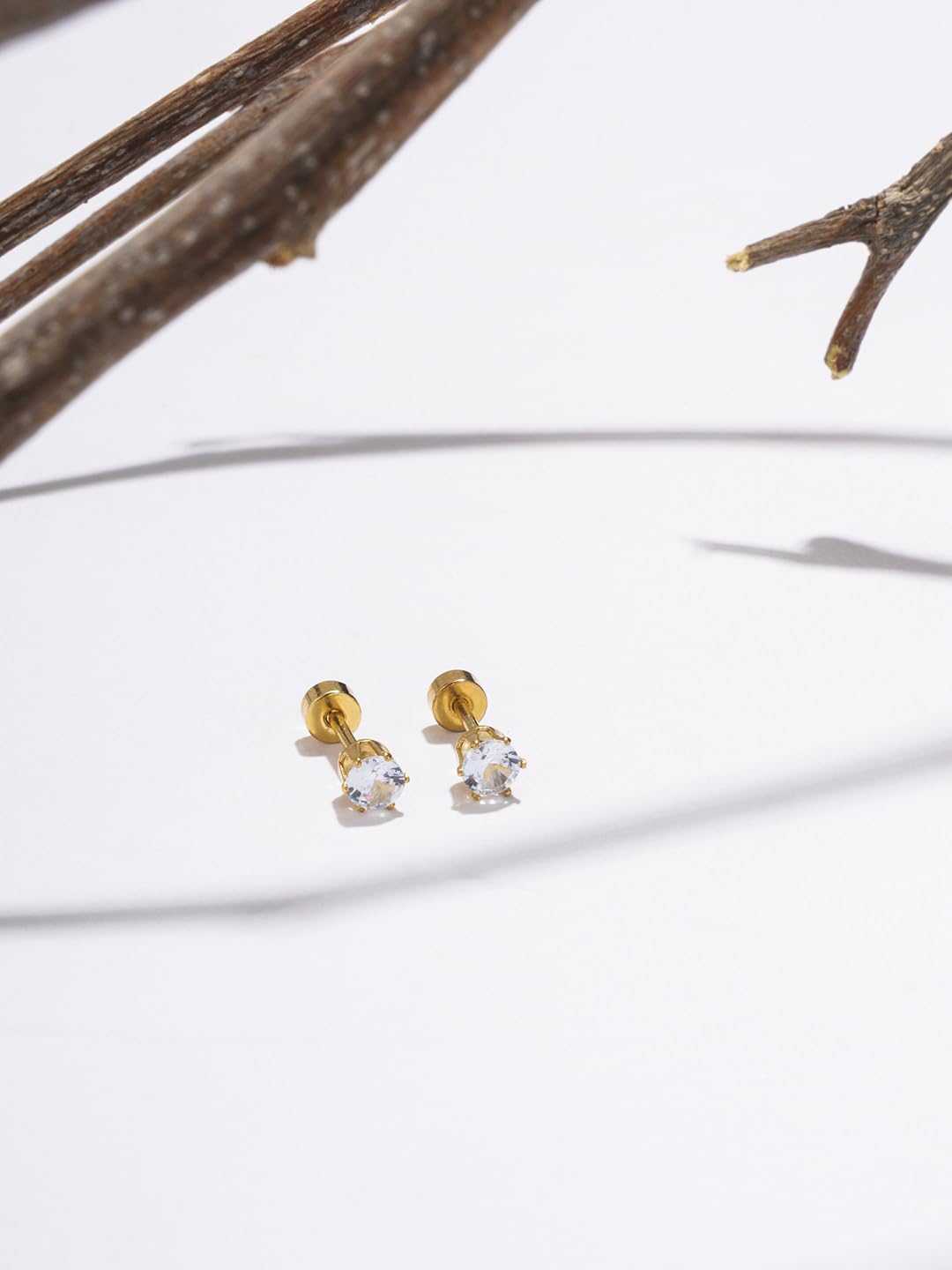 El Regalo 3 Pairs Cute Stainless Steel CZ Stud Earrings Combo for Kids/Girls/Teens/Women - Stars, Heart, Flower, Butterfly, Disco Ball, Stones - Hypoallergenic Flatback Earrings (Style-12)