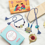 El Regalo Designer Bhaiya- Bhabhi Rakhi Luma/Lumba Set- Kundan, Pearls Rakhi with Roli Chawal in Gift Box- Luma Convertible into Necklace (Option-9)