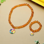 El Regalo 2 PCs Shiny Crackled Beads Kids Girls Necklace & Bracelet Jewelry Sets - Cute Kids Charms Jewelry with Sparkly Beads for Kids/Toddlers Girls (Smily Flower Jewelry Set)