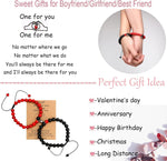 El Regalo 2PCs Magnetic Natural Stones Unisex Bracelets for Couples, Best Friend, Boyfriend & Girlfriend, Long Distance Connecting Bracelets Set- Valentines Day Gift (Red & Black)