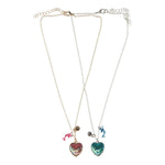 El Regalo 2 PCs Cute Best Friend BFF Mermaid Scales Heart Pendant Necklaces Set for Kids/Girls/Besties/Soul Sisters