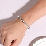 El Regalo Men Bracelets- 6mm Wide Curb Chain Bracelet for Men Women Stainless Steel | Men Jewelry- Gift for Him (Silver)