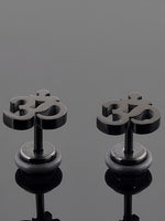 El Regalo 1 Pair Stainless Steel OM Stud Earrings for Boys/Men- Anti Tarnish, Waterproof OM Religious/Meditation Jewelry (Black)