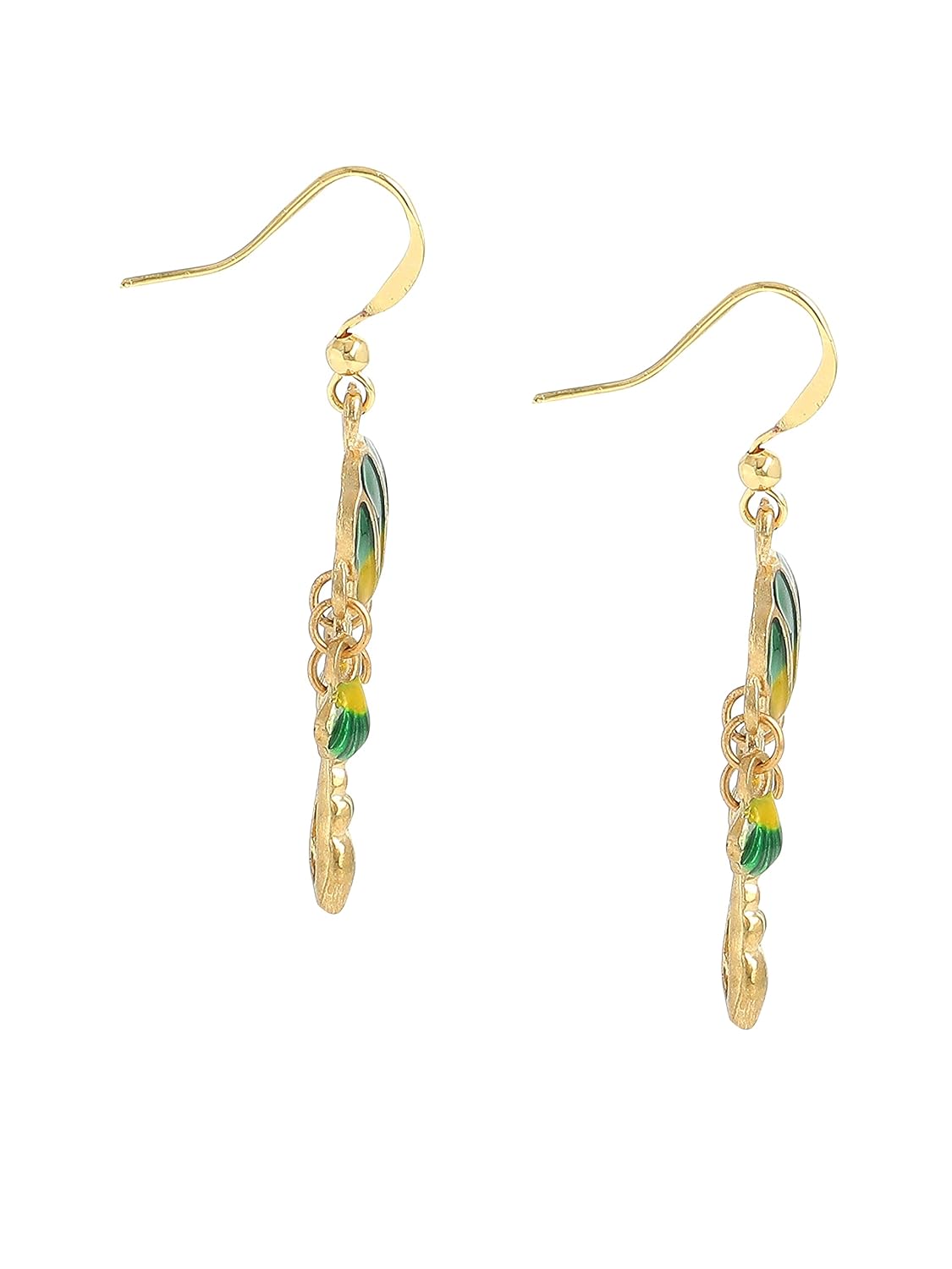 El Regalo Sparkly Tassel Enamel Shell Dangle Earrings- Hypoallergenic Metallic Shell Starfish Fashion Earrings for Girls & Women (Silky Green Shell Earrings)
