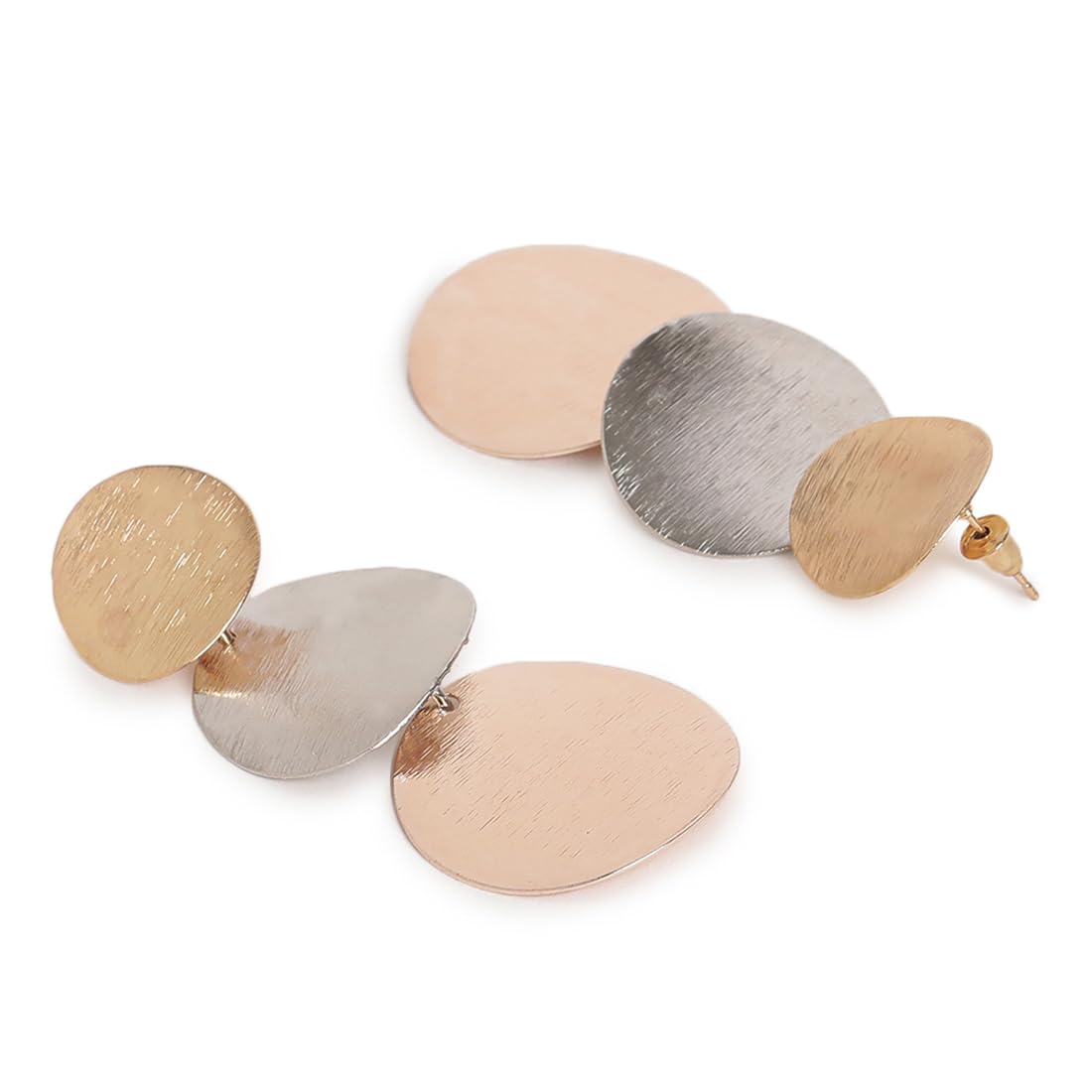 El Regalo Contemporary Geometric Multi Layers Earrings | Light Weight Statement Danglers | Round Curved Dangle Earrings For Girls & Women