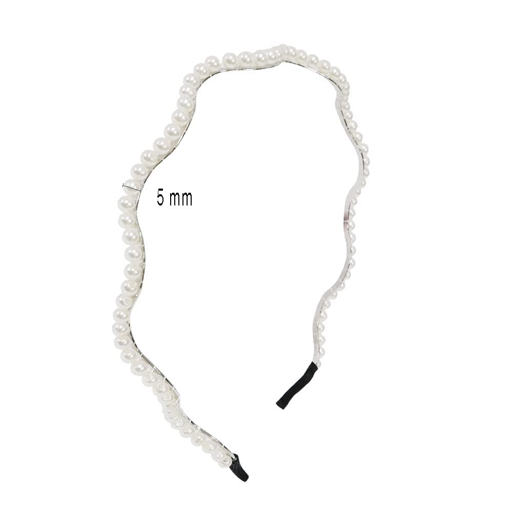 El Regalo 2 PCs Pearl Beads Hair Band Headband for Kids, Girls and women | Bridal Fancy Wedding Party Pearls Hairbands (Option- 2)