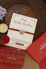 El Regalo 925 Sterling Silver OM/Ganesha/Trident/Baby Feet/Silk Thread Rakhi for Brother/Nephew/Niece - Real Silver OM Rakshabandhan Bracelet for Bhai/Bhaiya/Nephew (Ganesha Style 2 Silver Rakhi)