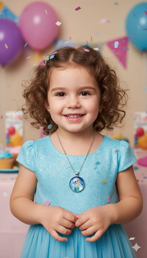 El Regalo Enchanted Tales Princess Pendant Necklace for Girls & Toddlers - Magical Character Jewelry for Birthdays, Parties & Gifting (Style-24)
