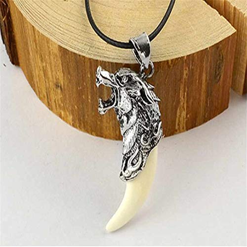 El Regalo Men's Retro Stainless Steel Bruce Lee Style Wolf Pendant Necklace | Men Jewelry | Men Pendant Necklace (Off White)