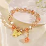 El Regalo 1 PC Butterfly Sparkly Crystal Beads Tassel Bracelet With Cute Enamel Butterfly Charms for Girls/Teens/Women (Yellow)