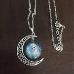 El Regalo Frozn Crescent Moon Ice Princess Ana El-sa Necklace for Kids/Girls (El-sa Sky Blue)