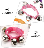 El Regalo 2PCs Jingle Bells Christmas Bracelets | Wrist & Ankle Bells for Party Favors, Musical Rhythm & Christmas Decor | Adjustable Percussion Instruments (Pink)