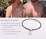 El Regalo Bohemian Shell Pendant Unisex Adult Necklace- Cowrie Choker Black Leather Cord Adjustable Necklace