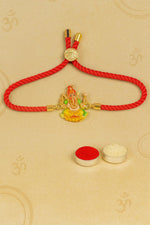 El Regalo Cute Rakhi for Brothers- Avenger, Bro, Om, Evil Eye & More | Handcrafted with Card, Roli Chawal & Rakshabandhan Box | Raksha Bandhan Bracelets for Kids, Brothers, Adults (Ganesha Rakhi)
