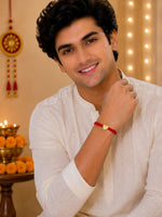 El Regalo Red Ethnic Rakhi Dori Unisex Rakhi-Adults - I letter