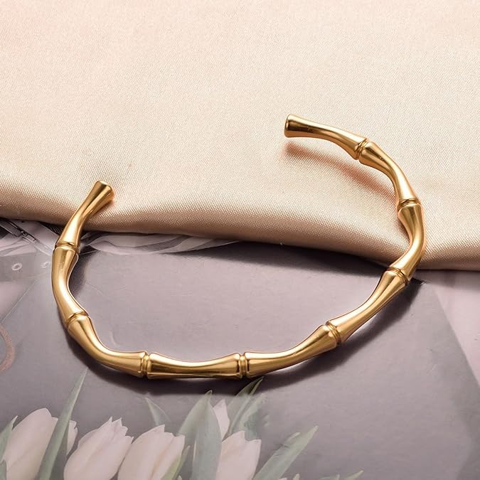 El Regalo Anti Tarnish/No Rust Stainless Steel Bracelet for Girls & Women- Stainless Steel Openable Bracelet (Bamboo Style)