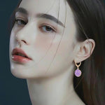 El Regalo Smiley Face Small Huggie Hoop Trendy Emoji Earrings- Preppy Cute Happy Face Dangle Drop Cartilage Colorful Hypoallergenic Earrings Gifts for Teen Girls Women (Purple)