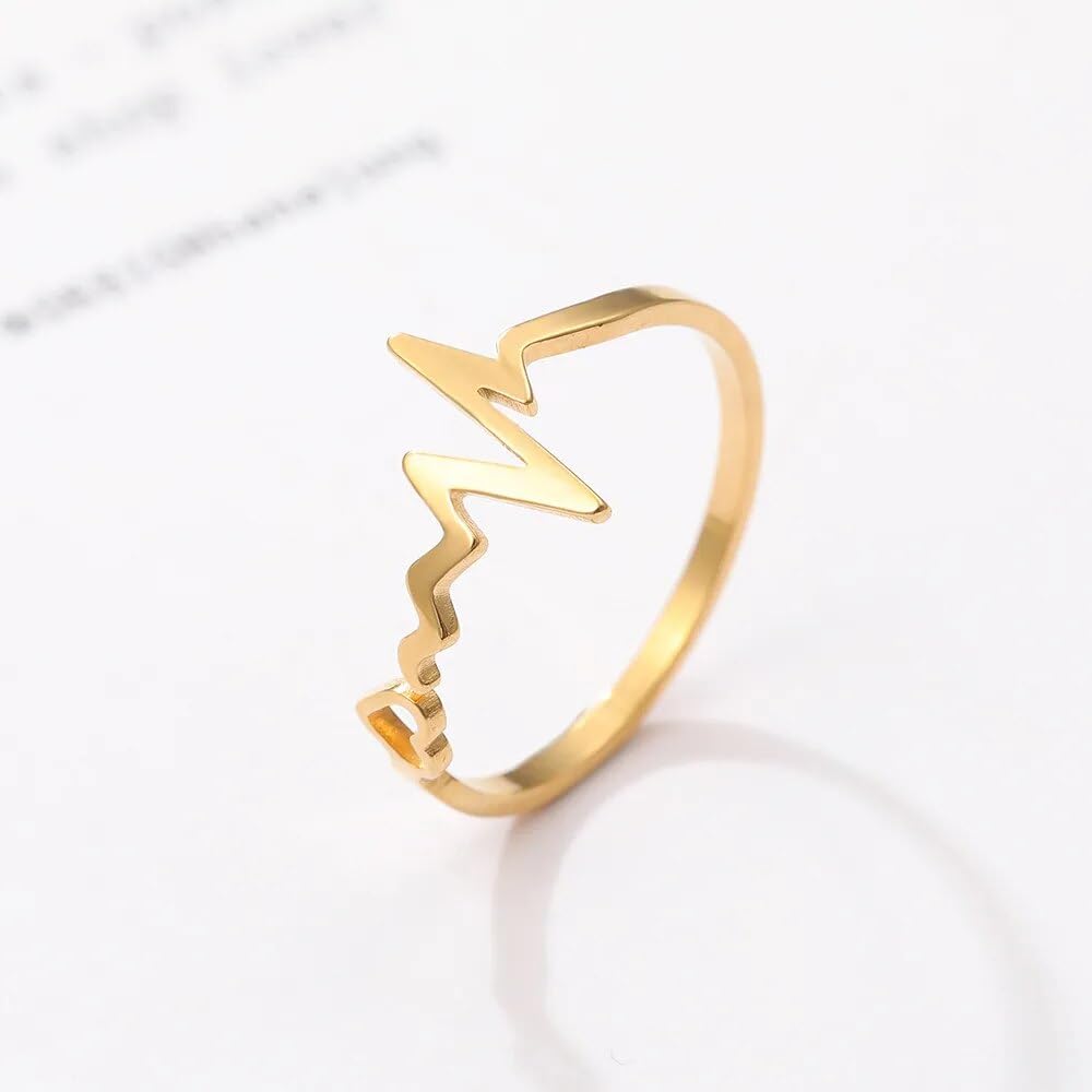 El Regalo Anti tarnish Heartbeat Finger Ring - Stainless Steel Love Heartbeat ECG Finger Ring for Girls/Women- Gift for Her (16)