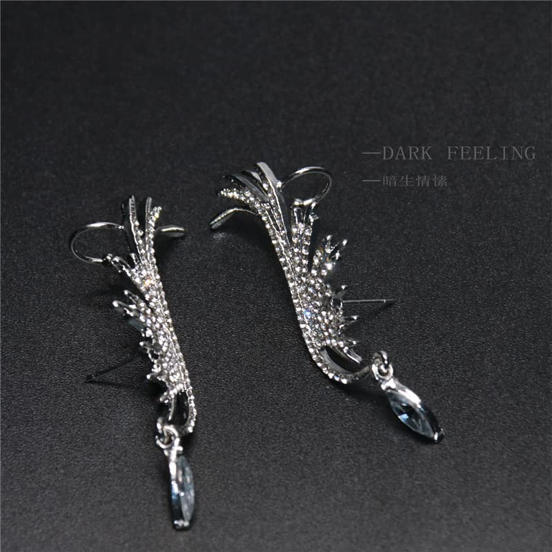 El Regalo Angel Wings Ear Cuff Earrings for Girls & Women- Rhinestones Wings Climbers Crawler Earrings Jacket Stud Earrings for Women Teen Girls