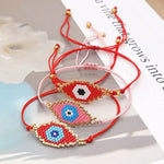 El Regalo Evil Eye Japanese Miyuki Seed Beads Lucky Unisex Bracelet | Handmade 100% Authentic Japanese Miyuki Seed Beads Bracelets (Pink)